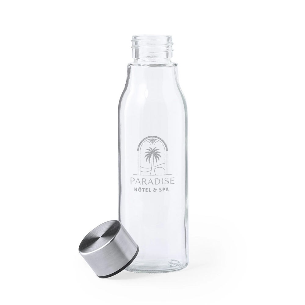 Botella de Agua de Vidrio de Borosilicato 550ml - Aguadulce impreso con logotipo