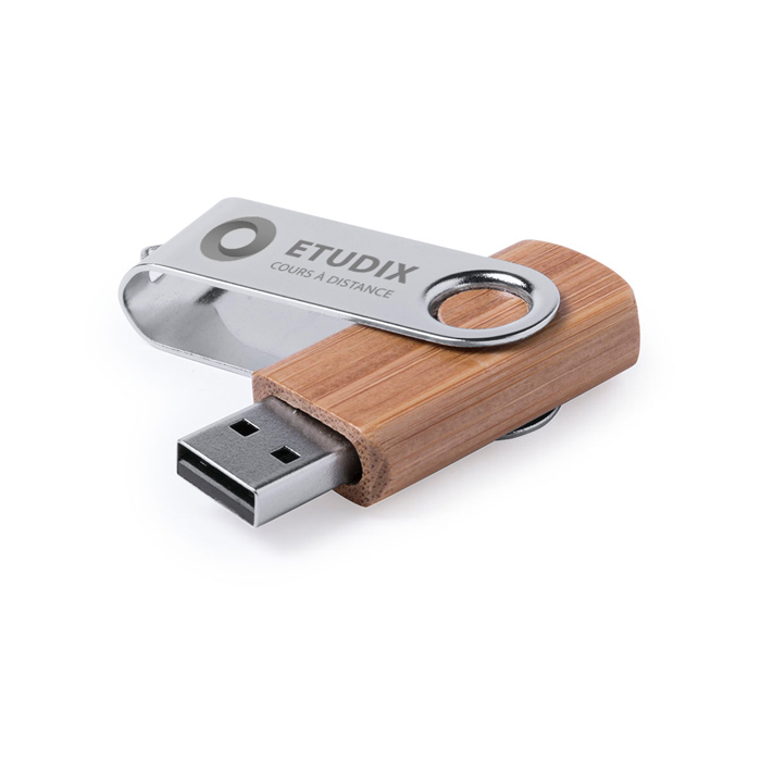 Memoria USB de bambú de 16GB con clip de metal - Vistabella
