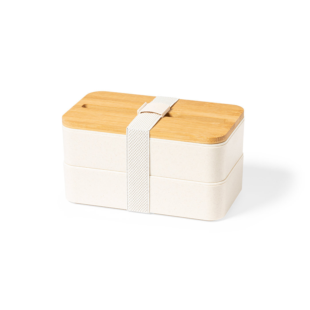 Caja de almuerzo con tapa de bambú y soporte para teléfono inteligente - Lahiguera