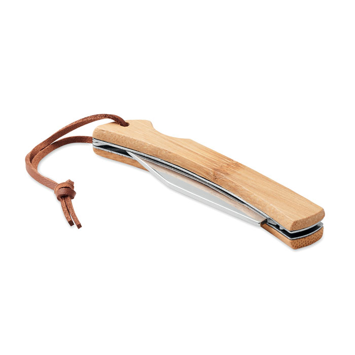 Cuchillo Plegable de Acero Inoxidable con Mango de Bambú - Plenas