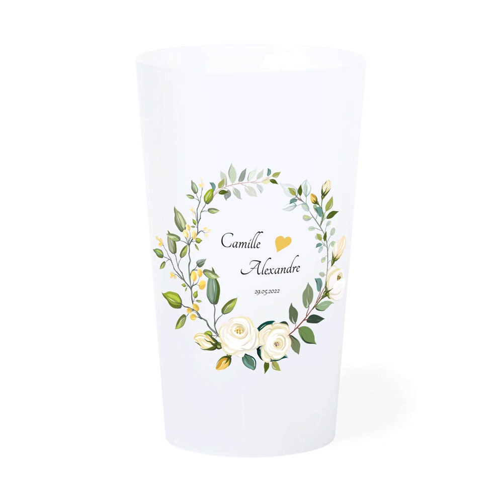 Translucent 33cl personalized cup - Four-color process printing 12.6 cm (Ghost)