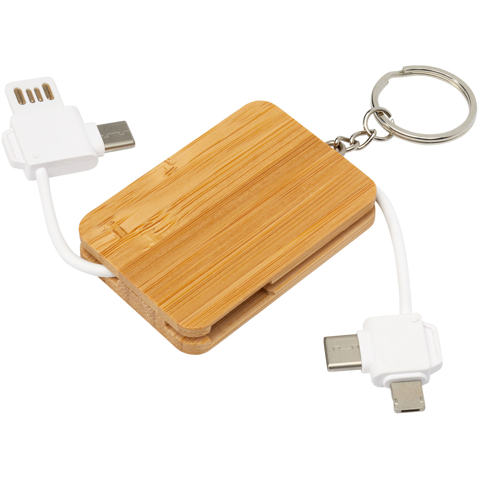Cable de Carga Retráctil de Bambú EcoTech 6-en-1 - Pantoja