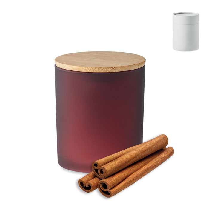 Vela de cera vegetal perfumada en frasco de vidrio esmerilado con tapa de bambú - Sagàs