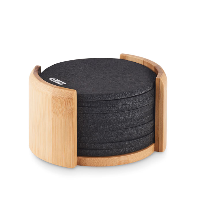 Set de Posavasos de Fieltro RPET con Porta de Bambú - Cerdido