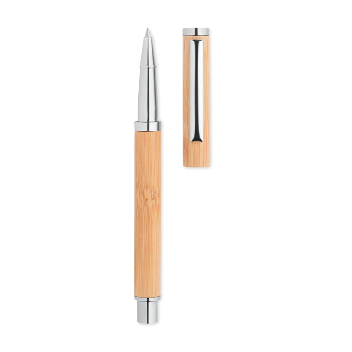 Bolígrafo de rodillo de barril de bambú con accesorios de acero inoxidable - A Baña