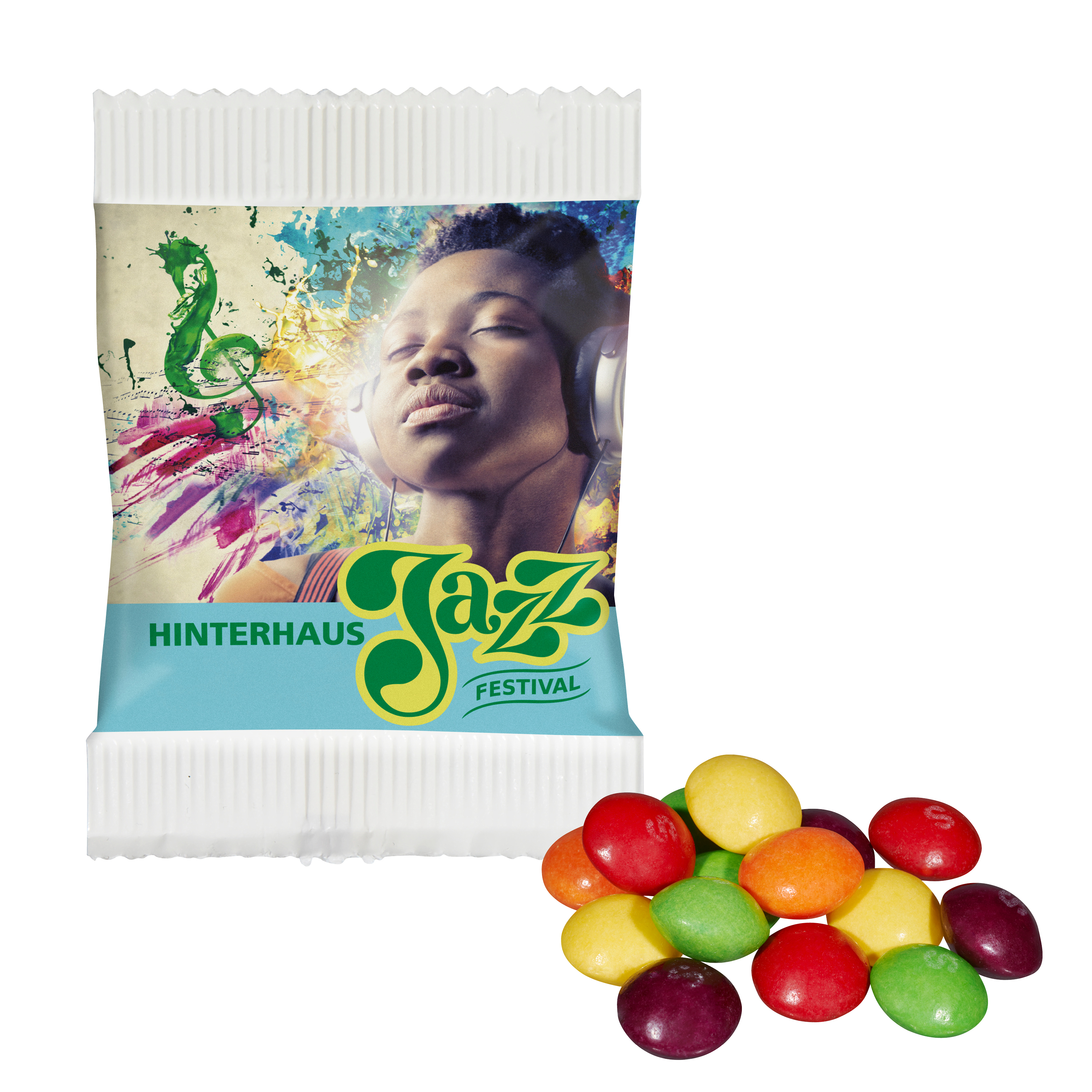 Dulces Arcoíris en Bolsa de Papel - Novillas impreso con logotipo