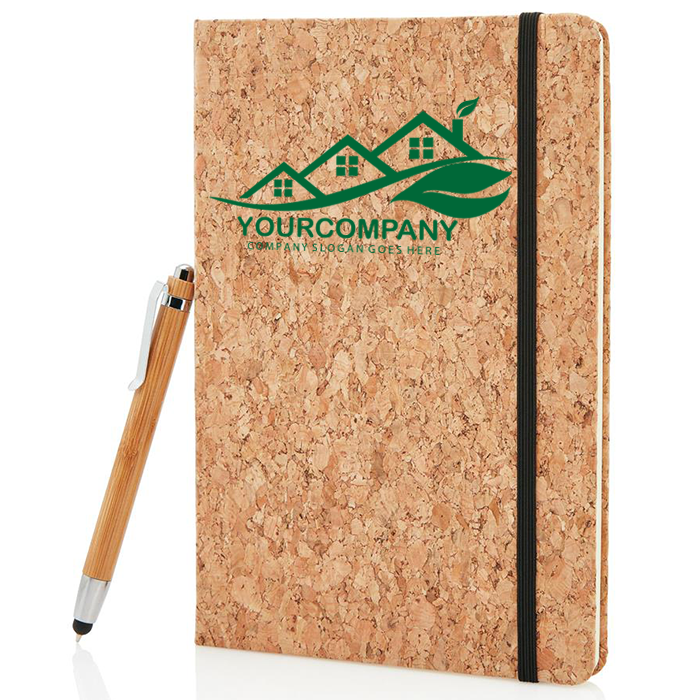 Cuaderno ECO de corcho natural con bolígrafo de bambú - Villajoyosa