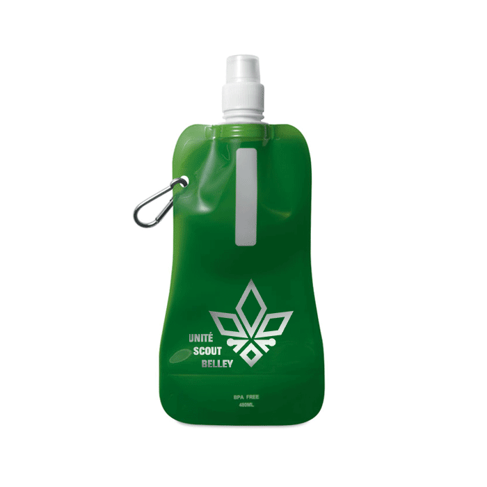 Botella de Agua Plegable Libre de BPA con Mosquetón de Aluminio, 480 ml - Castejón del Puente