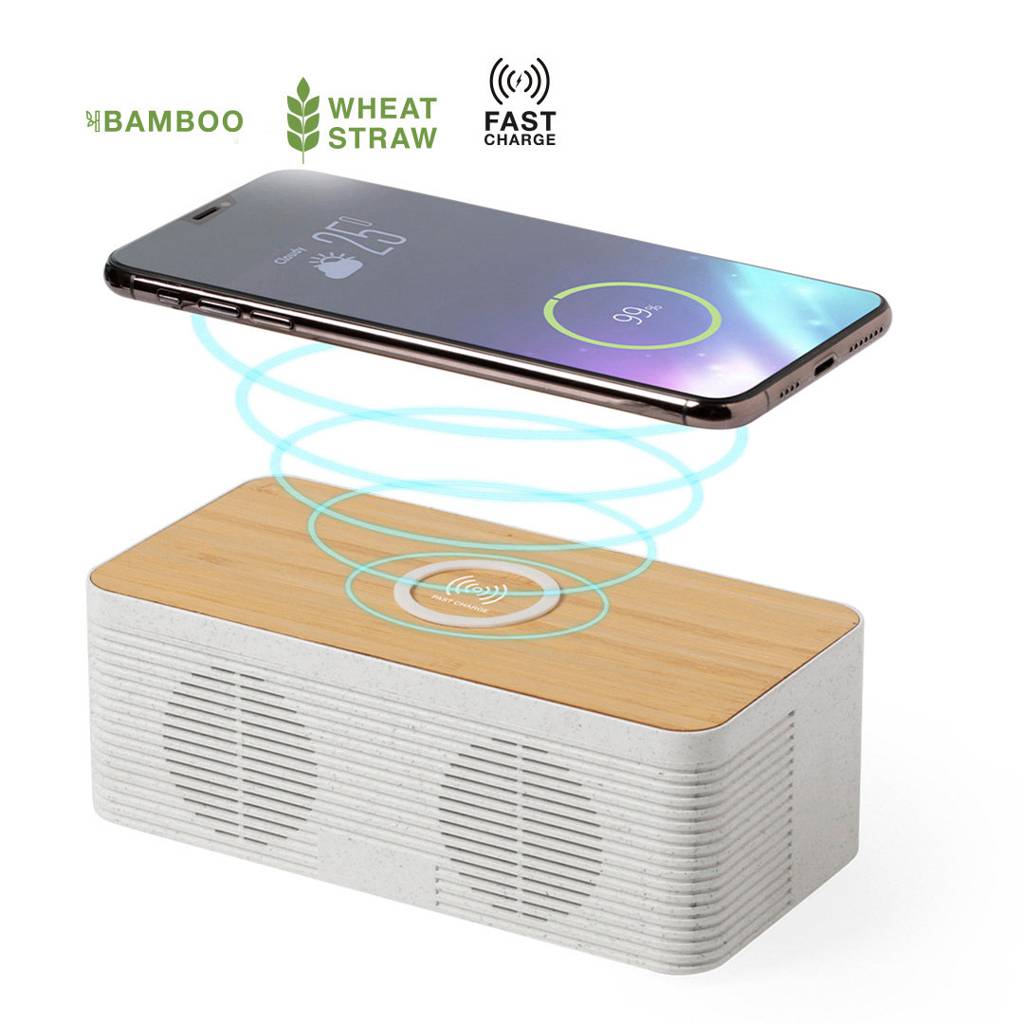 Cargador inalámbrico de bambú ecológico con Bluetooth - Carenas