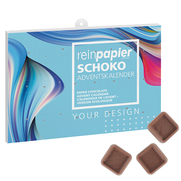 Calendario de Adviento de Chocolate Ecológico - Gallifa impreso con logotipo
