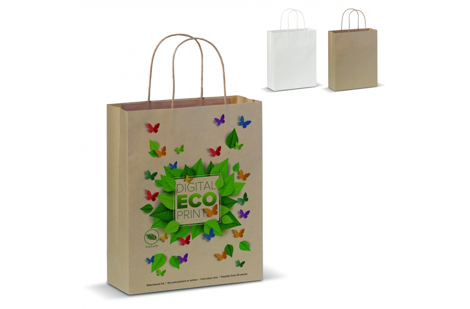Bolsa de papel Kraft hecha en Europa con certificación FSC y asas de papel retorcido - Porcuna
