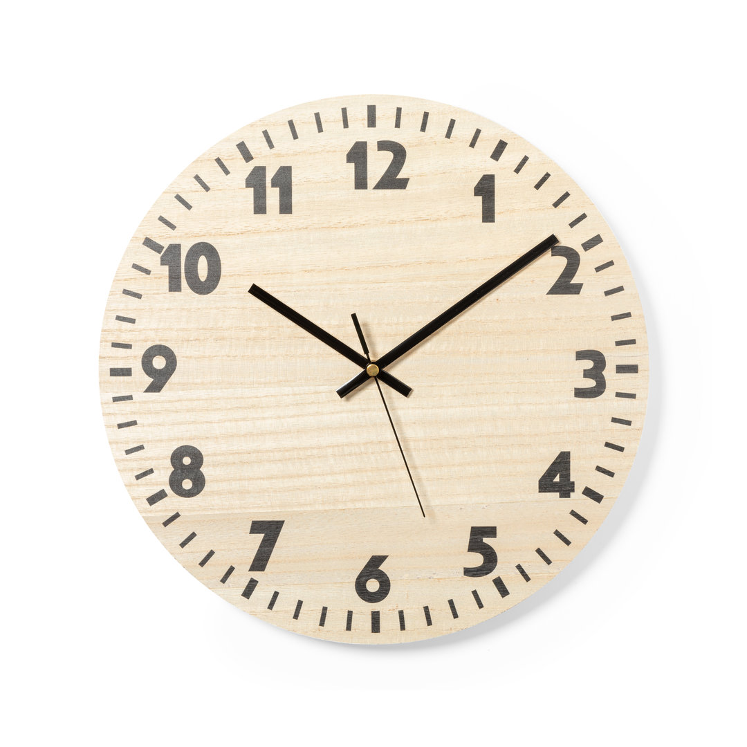 Reloj de Pared de Madera Natural (32 cm) - Vencillón