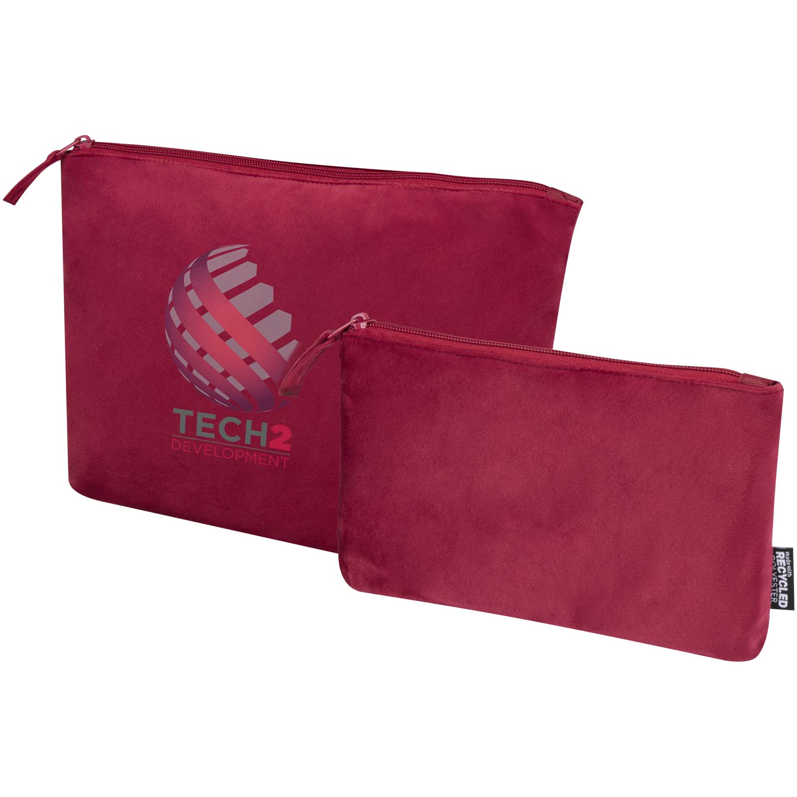 Conjunto de neceseres de terciopelo reciclado - Camas impreso con logotipo