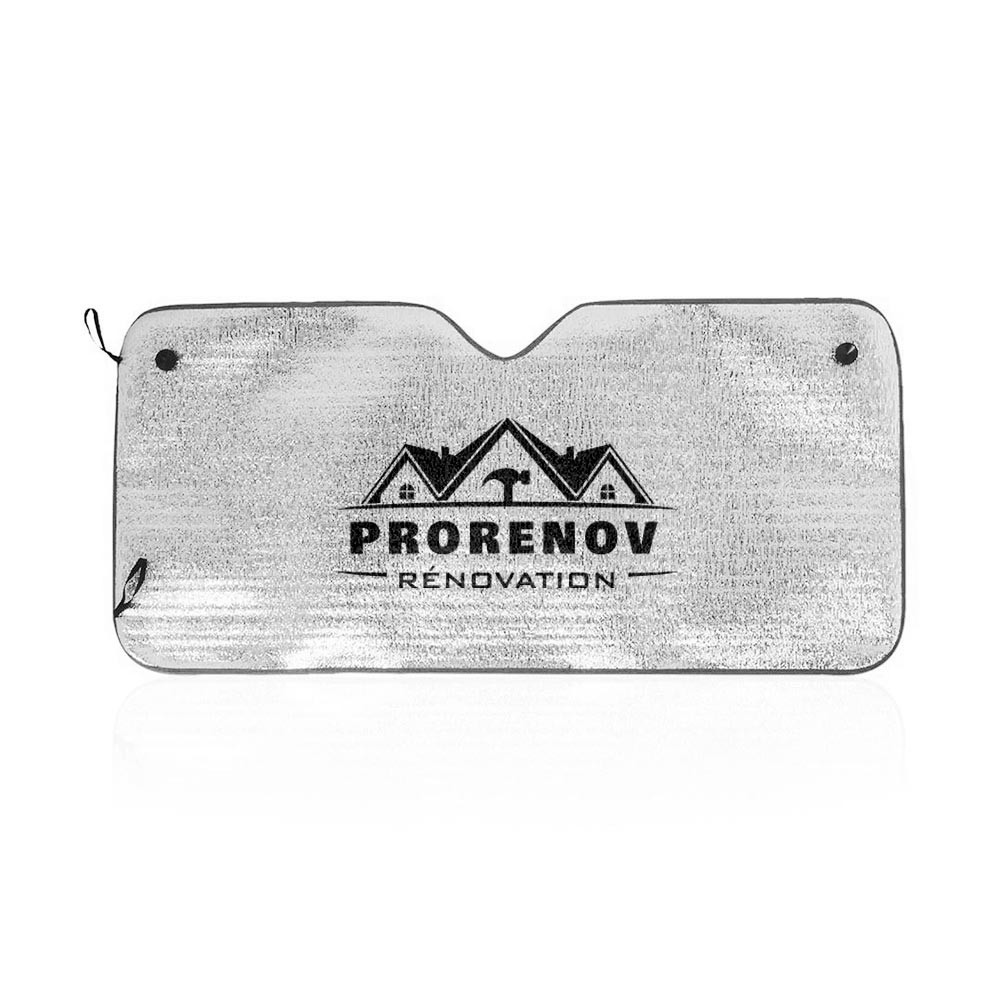 Protector solar de acabado metálico plateado con correas de ajuste elástico - Espinoso del Rey