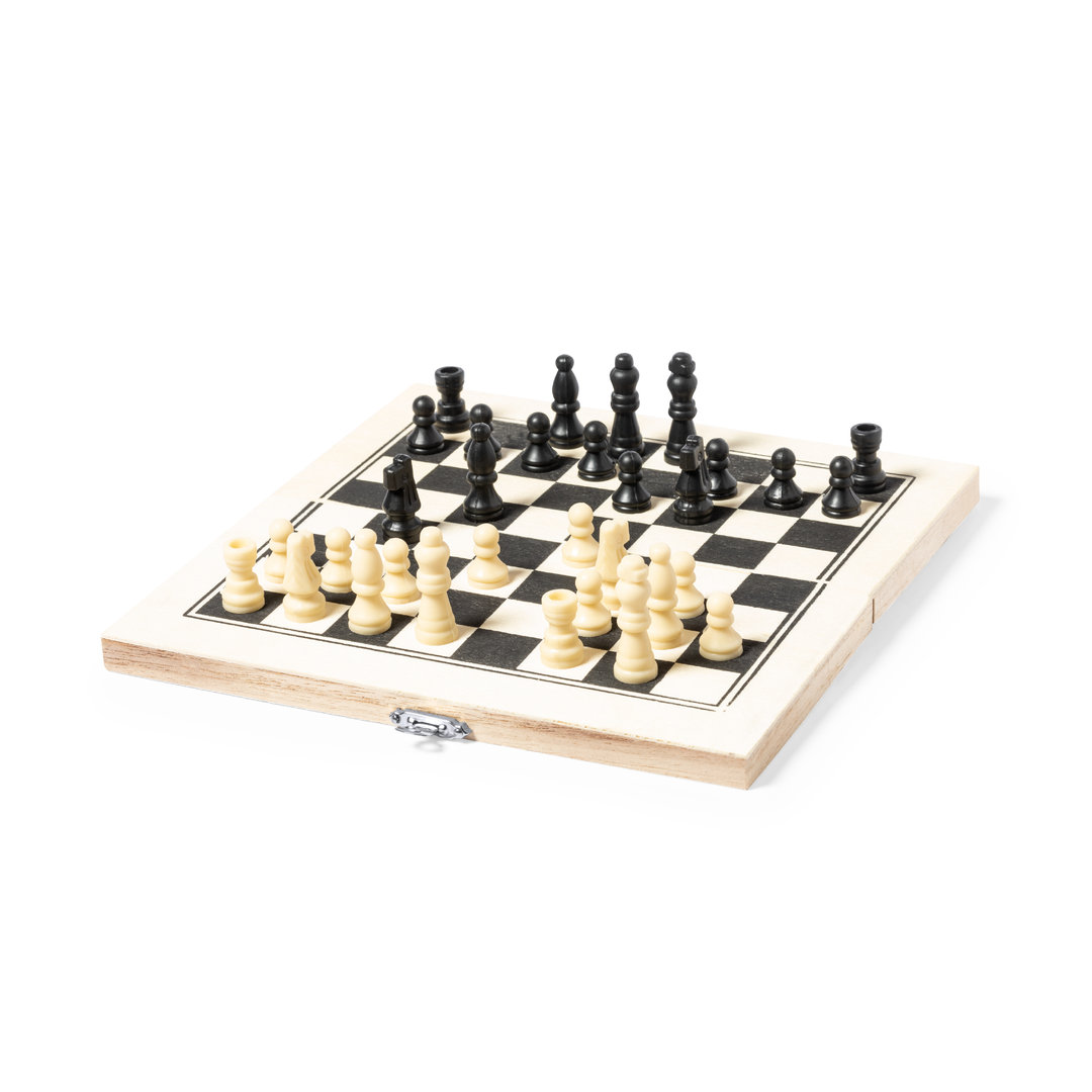 Juego de ajedrez plegable de madera de pino - Wessington - Monóvar