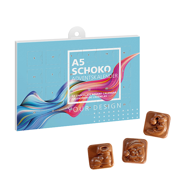 Calendario de Adviento de Chocolate A5 - Fuente de Piedra impreso con logotipo