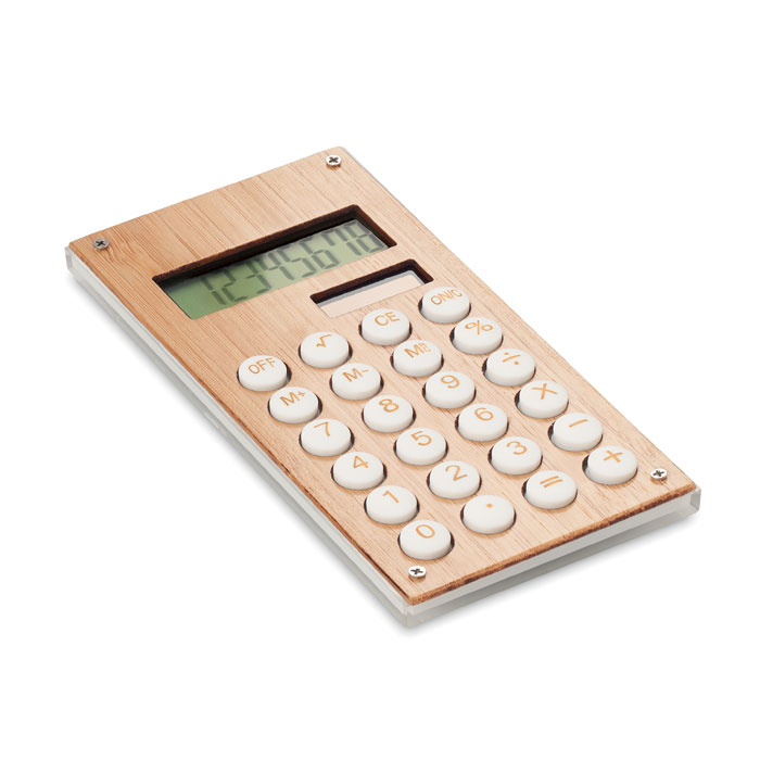 Calculadora de 8 dígitos de doble potencia con estuche de bambú - Galicien