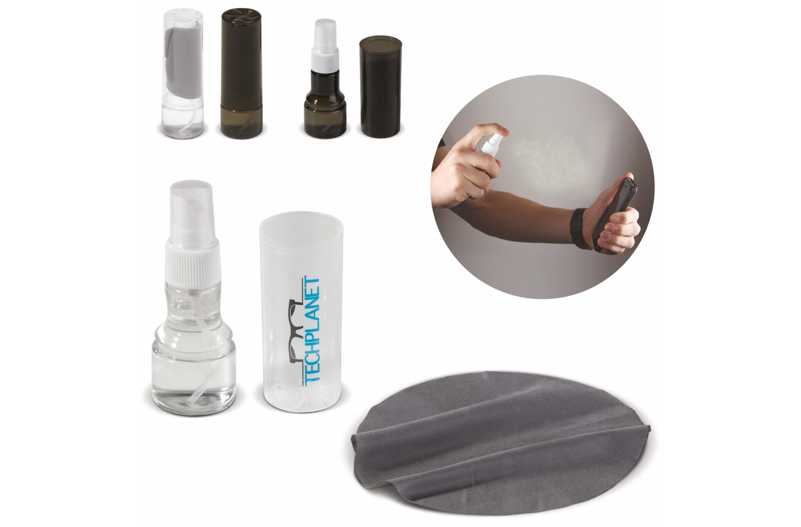 Líquido de limpieza portátil para pantalla y gafas con paño de microfibra - Carnota