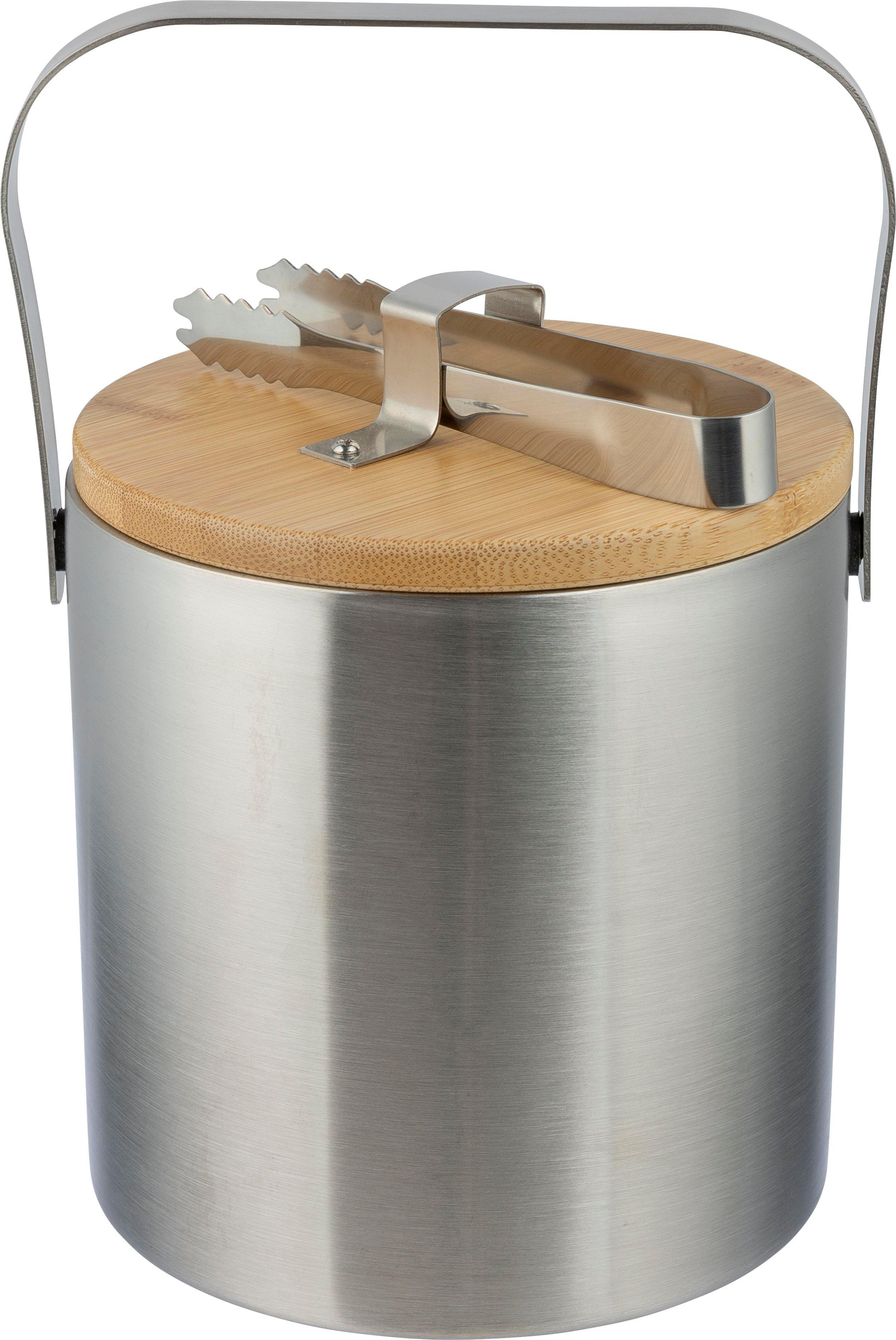 Cubo de Hielo de Acero Inoxidable con Tapa de Bambú - Almogía