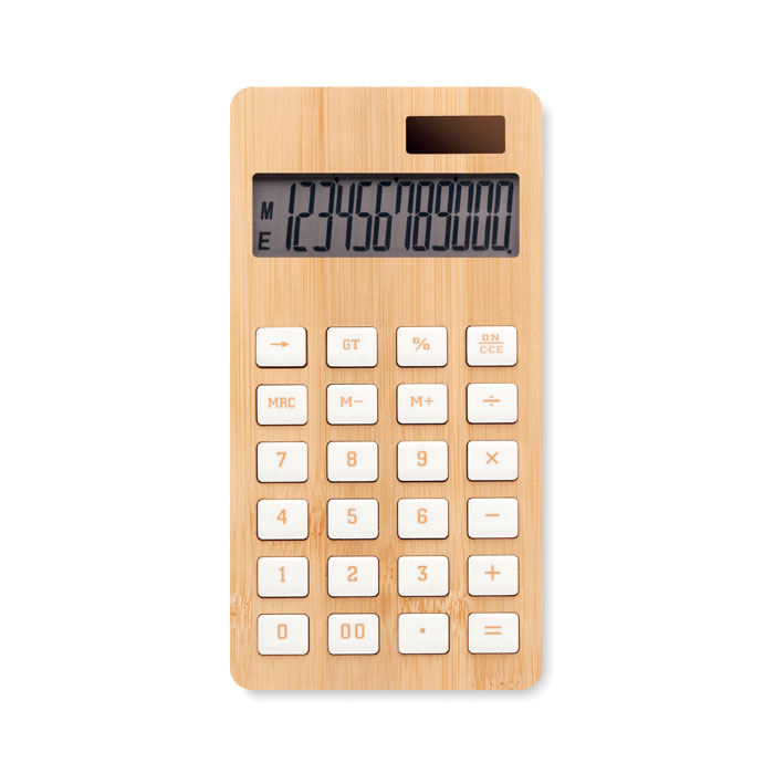 Calculadora de doble potencia de 12 dígitos con estuche de bambú - Monóvar
