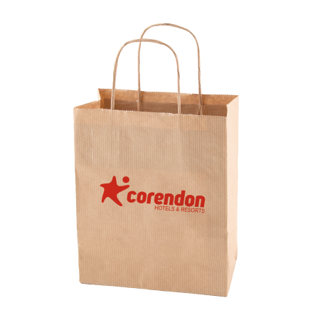 Bolsa de papel blanco y marrón 180x70x220 mm, 90 gr/m2 - Pozuel de Ariza