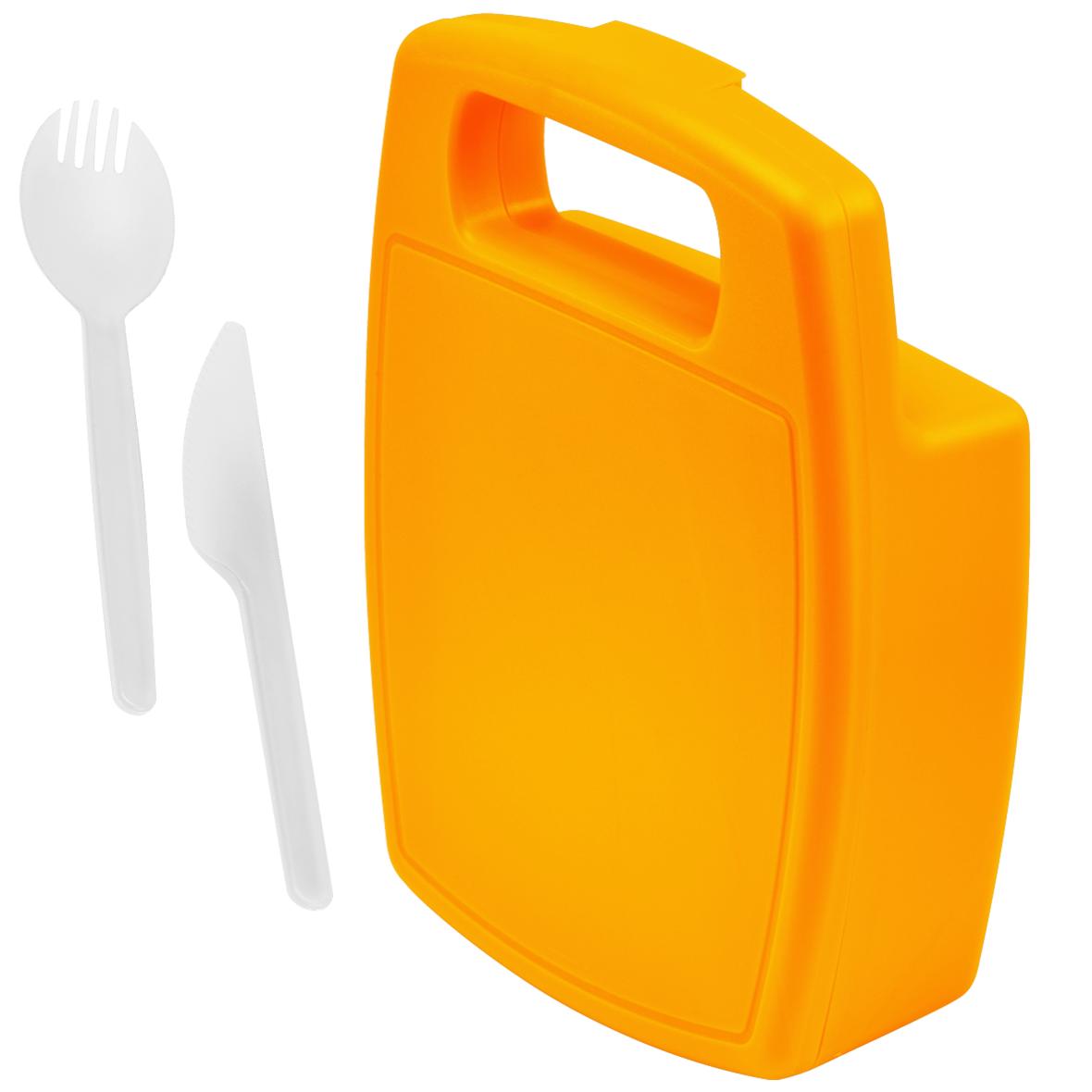 Contenedor de snacks de plástico con utensilios integrados - Zambrana
