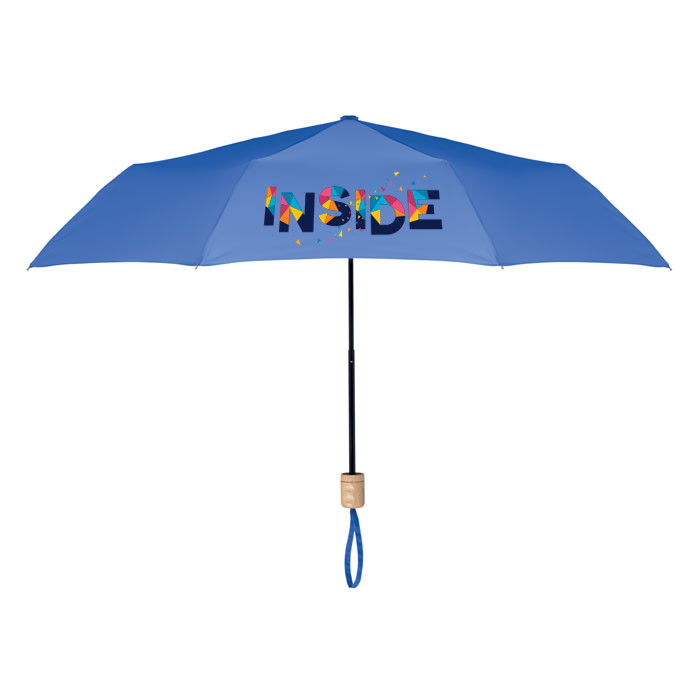 Paraguas plegable de 21 pulgadas con apertura manual y mango de madera - Seva