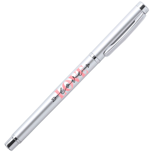 Bolígrafo de rodillo de capucha de aluminio bicolor con tinta azul - Ábalos