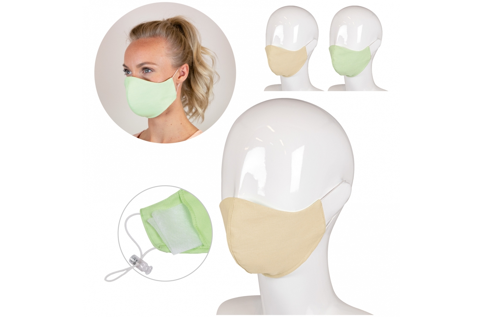 Máscara facial de algodón de triple capa - Whimple - Vilada