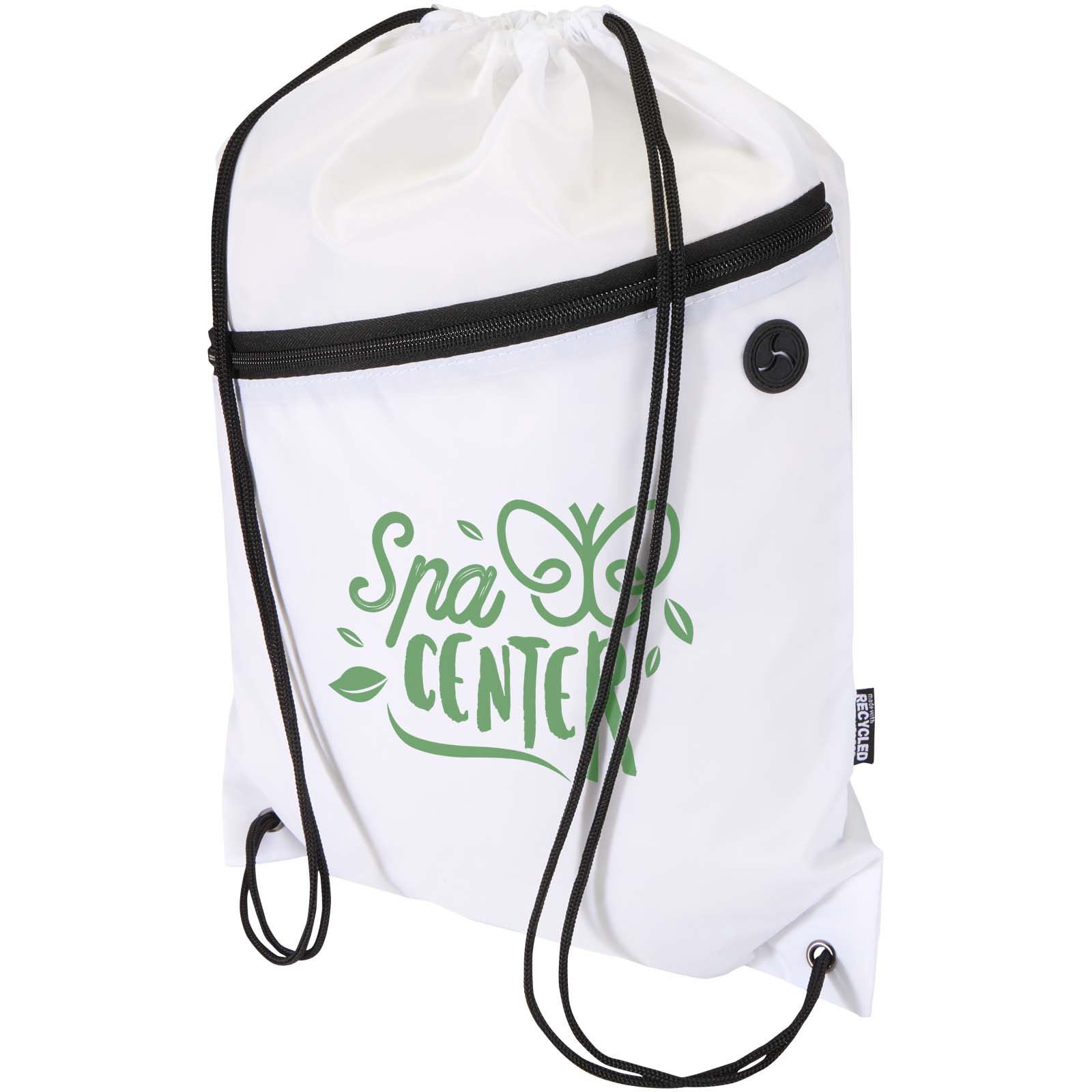 Bolsa RPET Oriole con cordón y bolsillo frontal con cremallera, 5 litros