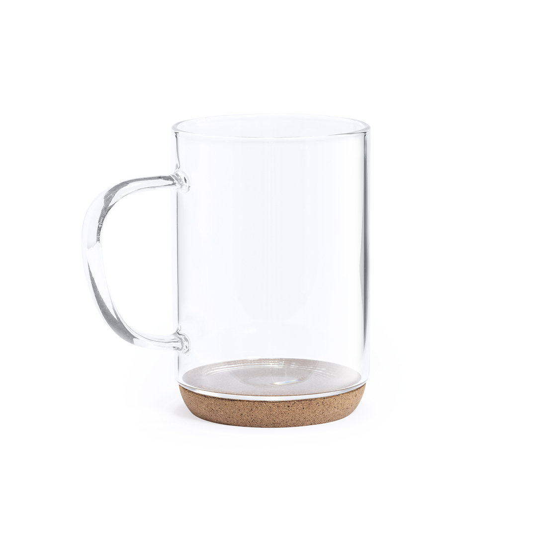 Taza de Vidrio de Borosilicato con Base de Corcho de la línea Nature 450ml - A Coruña