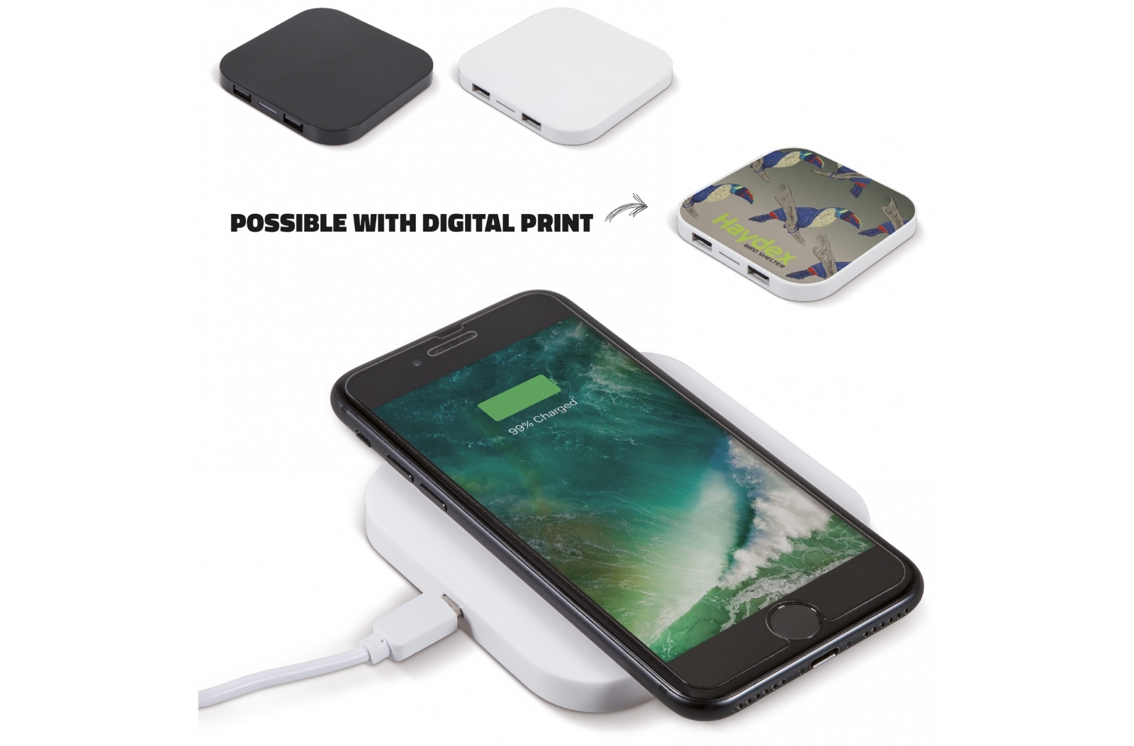 Cargador inalámbrico con doble hub USB - Cártama