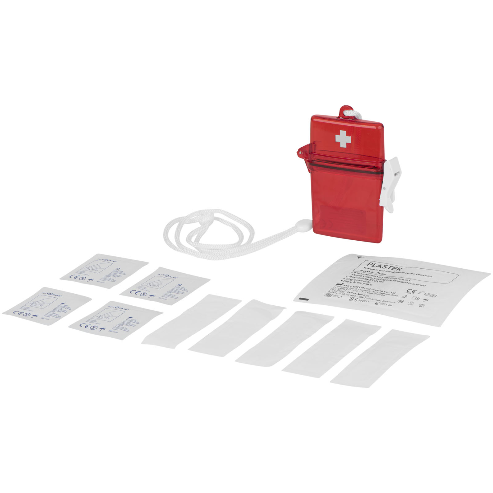 Kit de Primeros Auxilios en Caja Roja Transparente - Salas Altas