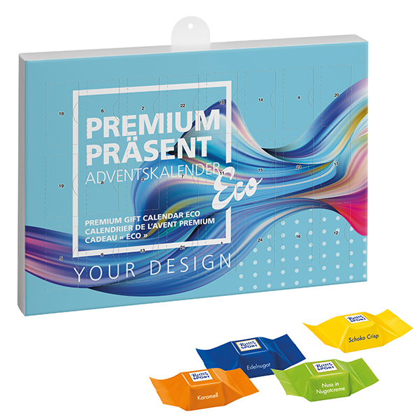 Calendario de Adviento Premium Eco con Cubos de Chocolate Ritter Sport - Cañada de Calatrava impreso con logotipo