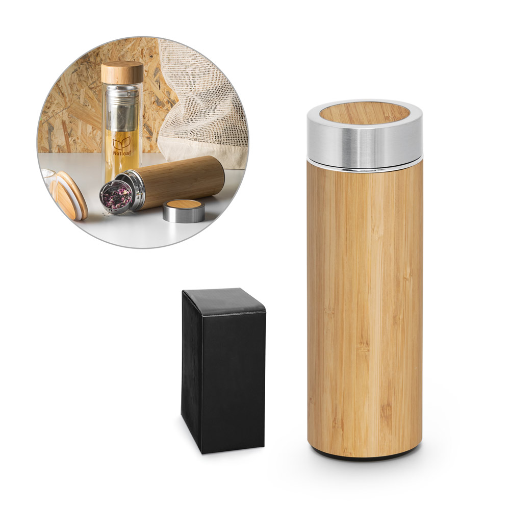 botella térmica de bambú y acero inoxidable con cuerpo de vacío doble e infusor de té - Stow-on-the-Wold - Maleján