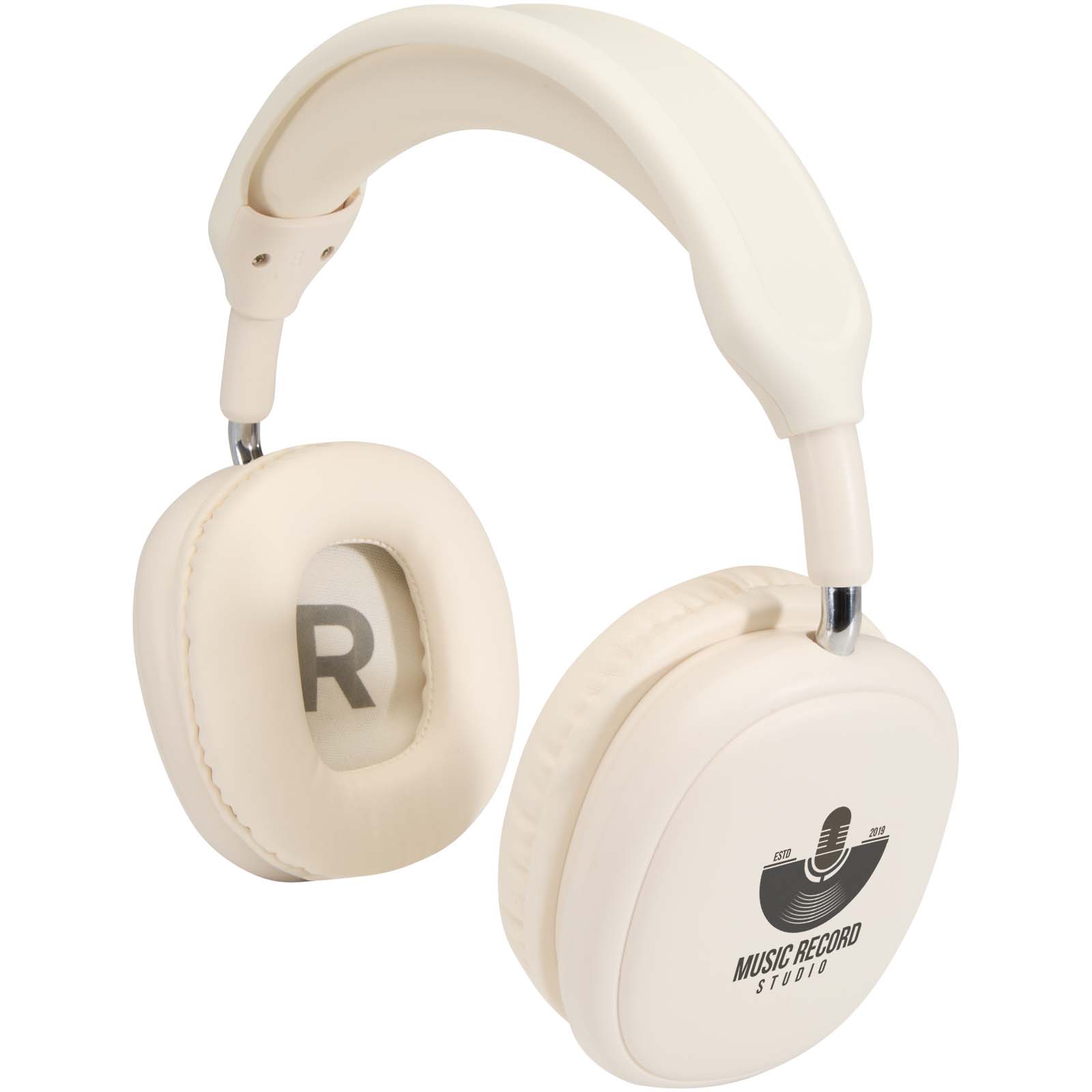 Auriculares inalámbricos de plástico reciclado EcoSonido - San Millán de Yécora impreso con logotipo
