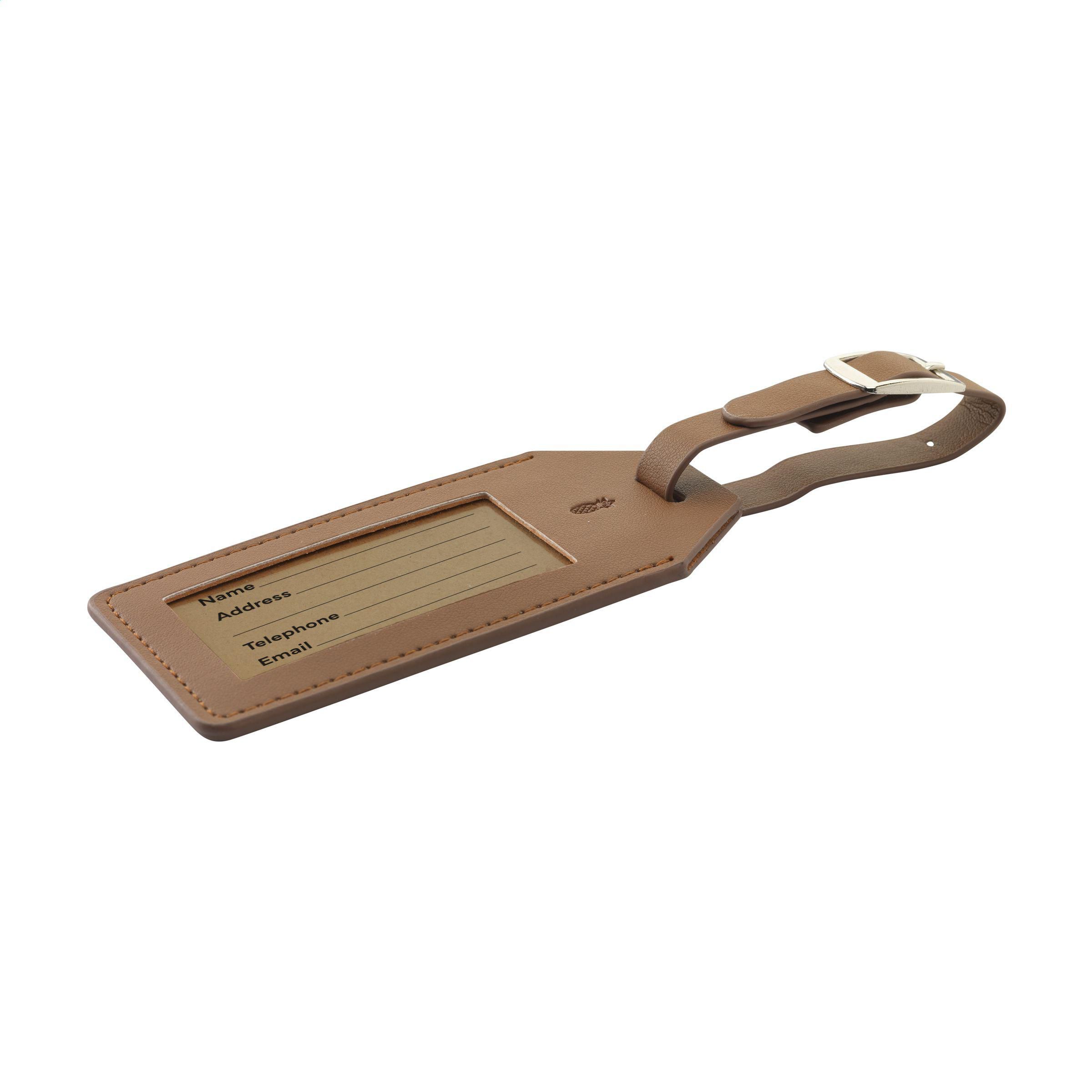 Etiqueta de equipaje de cuero de piña vegano