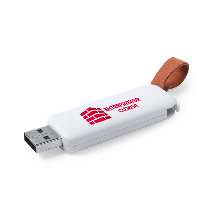 Unidad flash USB minimalista de 16GB con correa de cuero - Bellprat