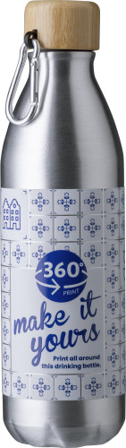Botella de Beber de Aluminio con Tapa de Bambú y Gancho de Mosquetón - Wolvercote - Castelflorite