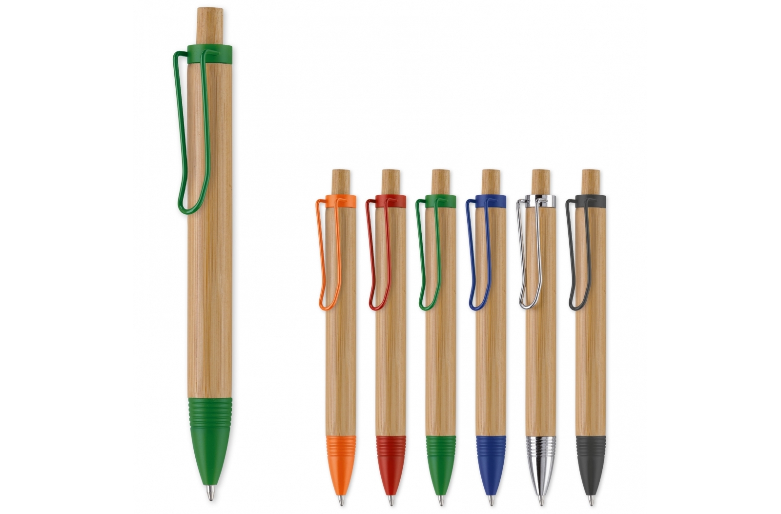 Bolígrafo de Bambú con Clip Metálico de Color y Partes de Plástico - Cartagena