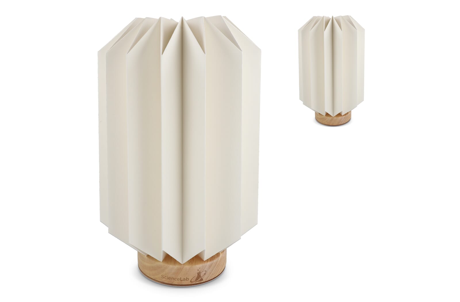 Lámpara LED de papel plegable en base de madera - Navaridas