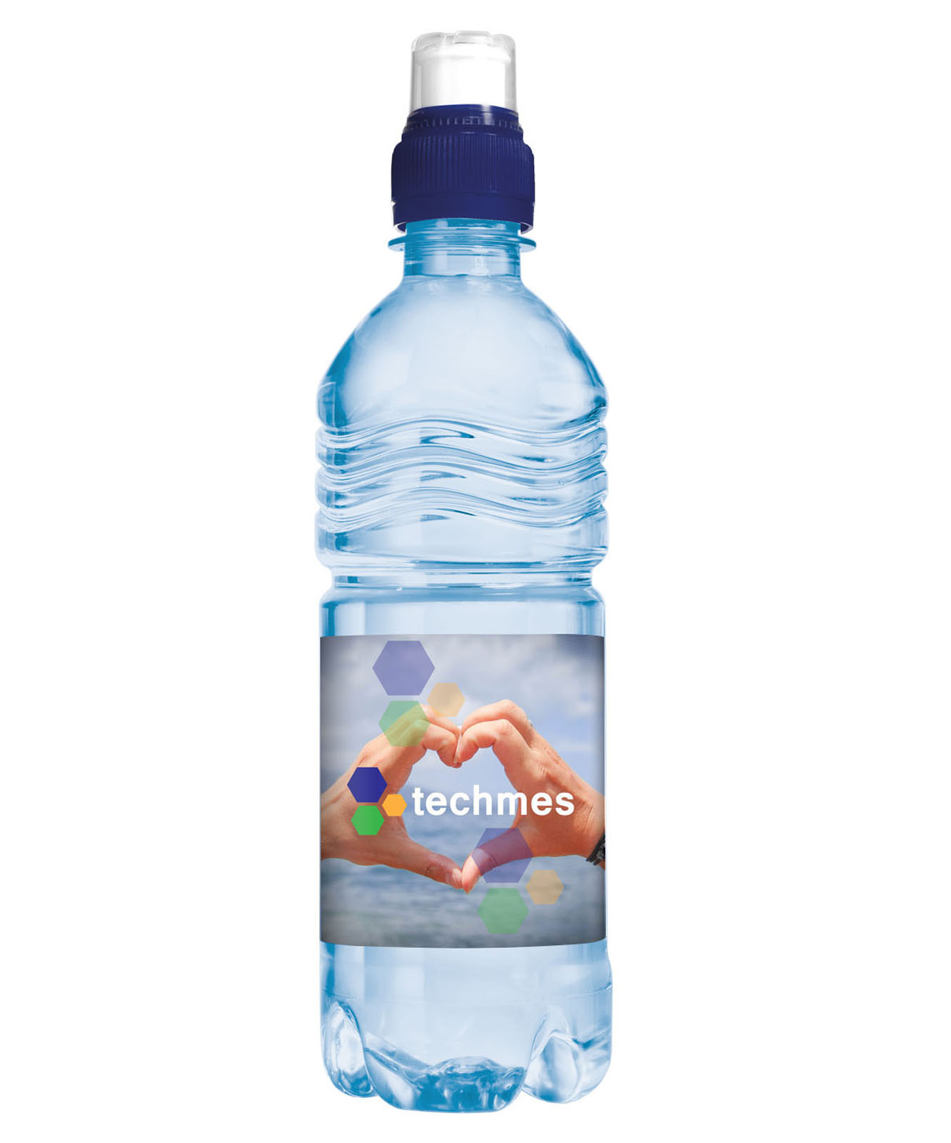 Botella de Agua de Manantial con Tapa Deportiva Azul de 500 ml - Angüés