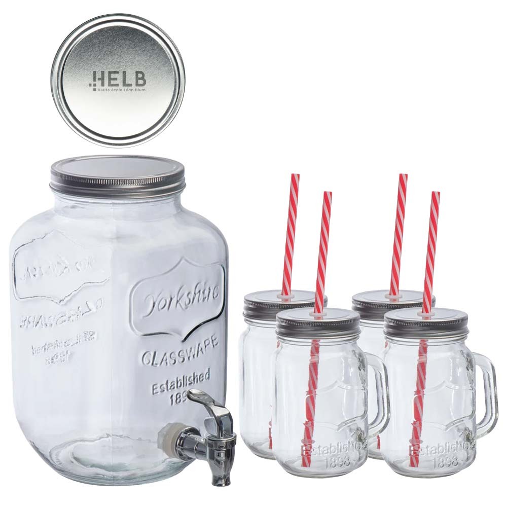 Set de Dispensador de Bebidas de Vidrio Estacional - Piddletrenthide - Algueña impreso con logotipo