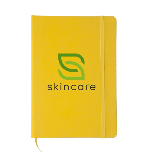 Bloc de notas de cuero PU de tacto suave con banda elástica y marcador de tela - Coirós