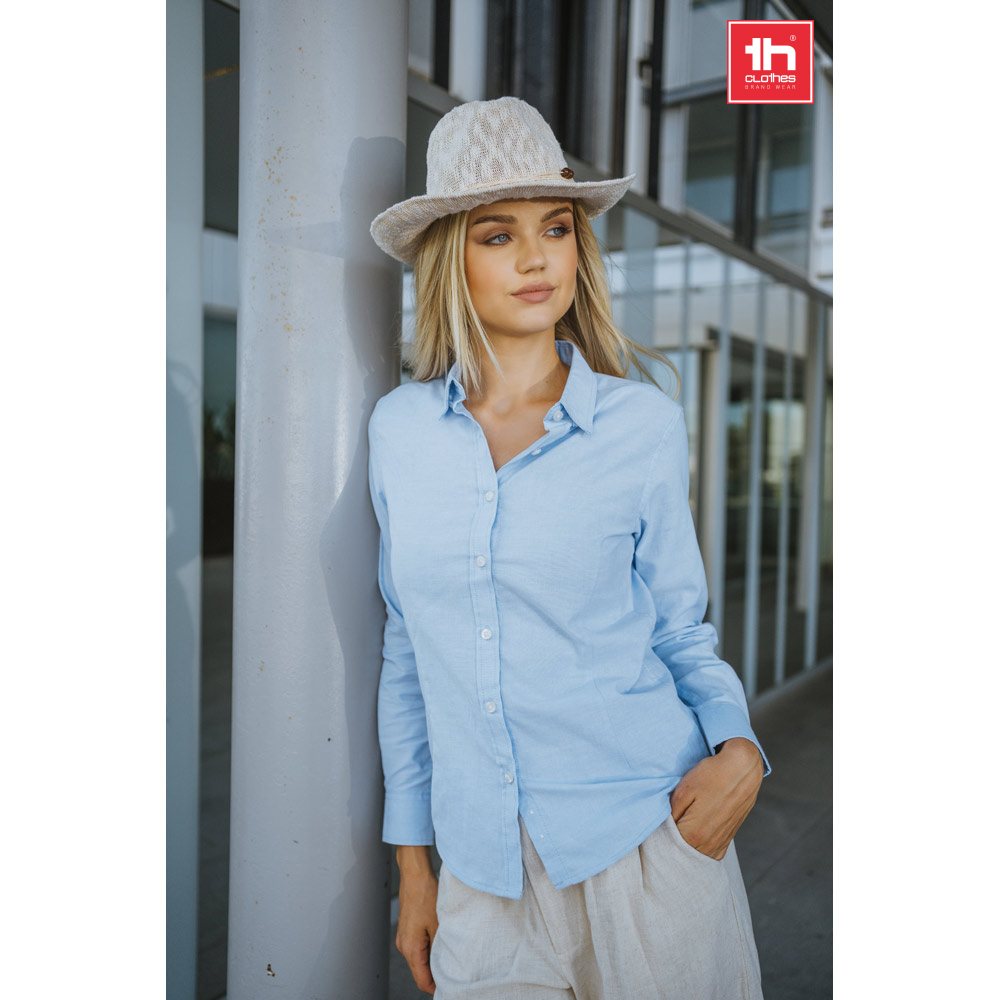 Camisa Oxford de mezcla de algodón clásica para mujer - Broughton - Jávea