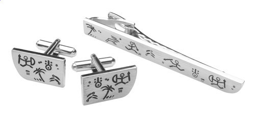 Conjunto de gemelos y pinza de corbata Tahití - Sestrica