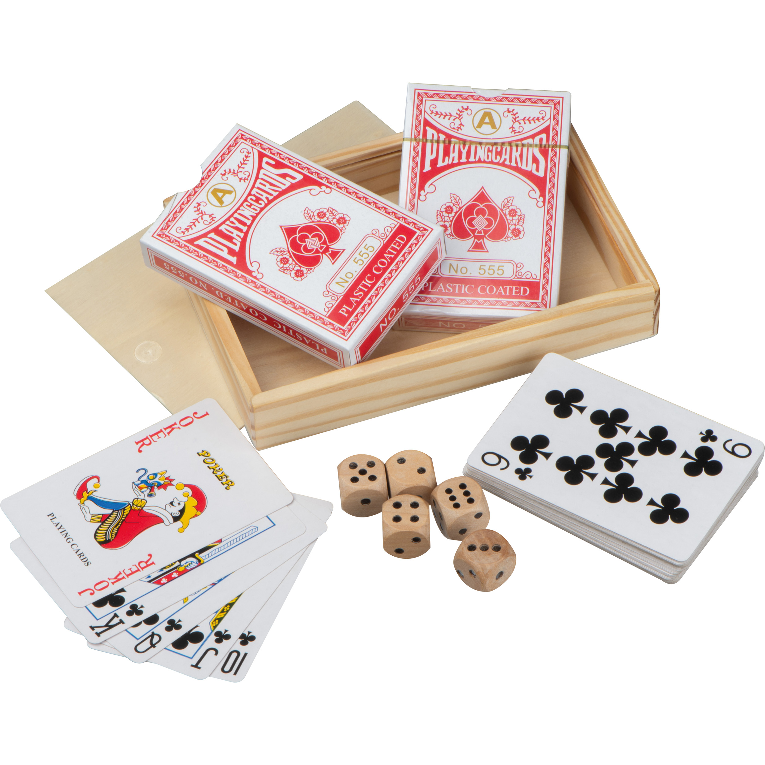 Juego de cartas y dados en caja de madera - Estada