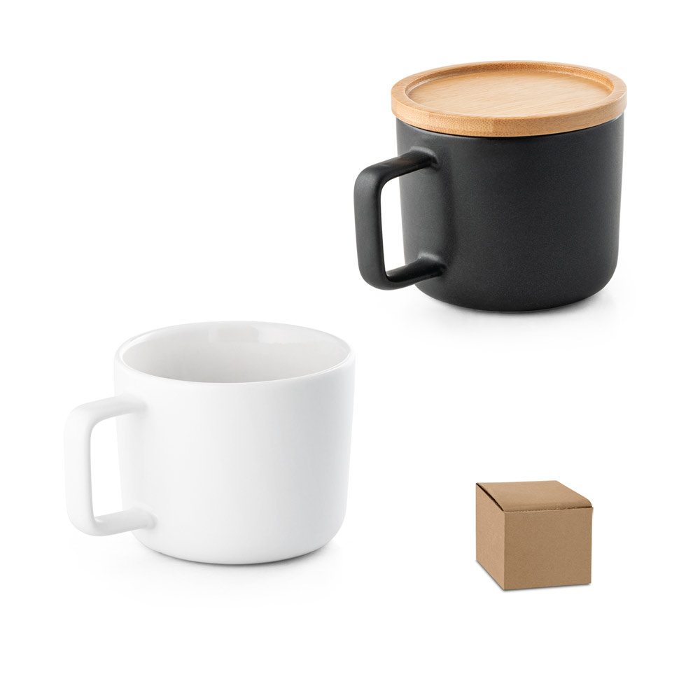 Taza de cerámica con tapa y base de bambú 220ml - Kelmscott - Treviana