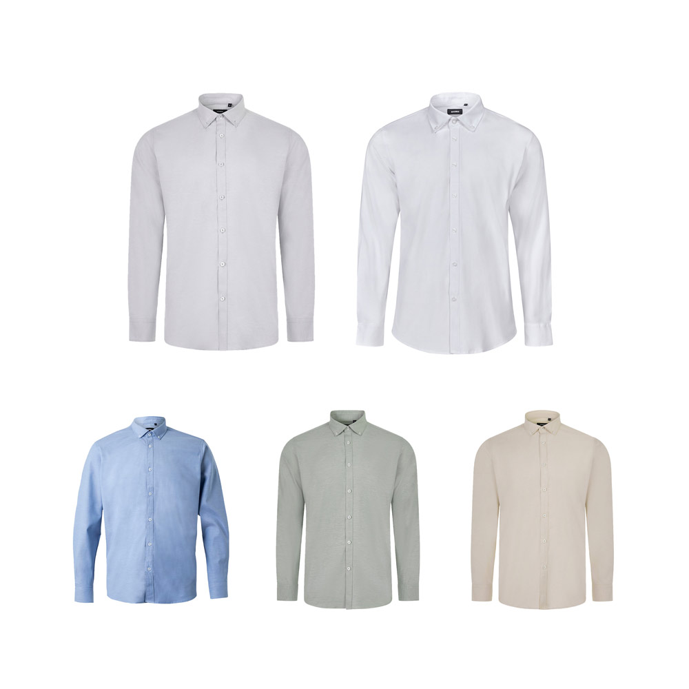 VL PRITHVI MAN. Camisa Oxford para hombres (180 g/m²) de algodón (50%), poliéster (45%) y elastano (5%)
