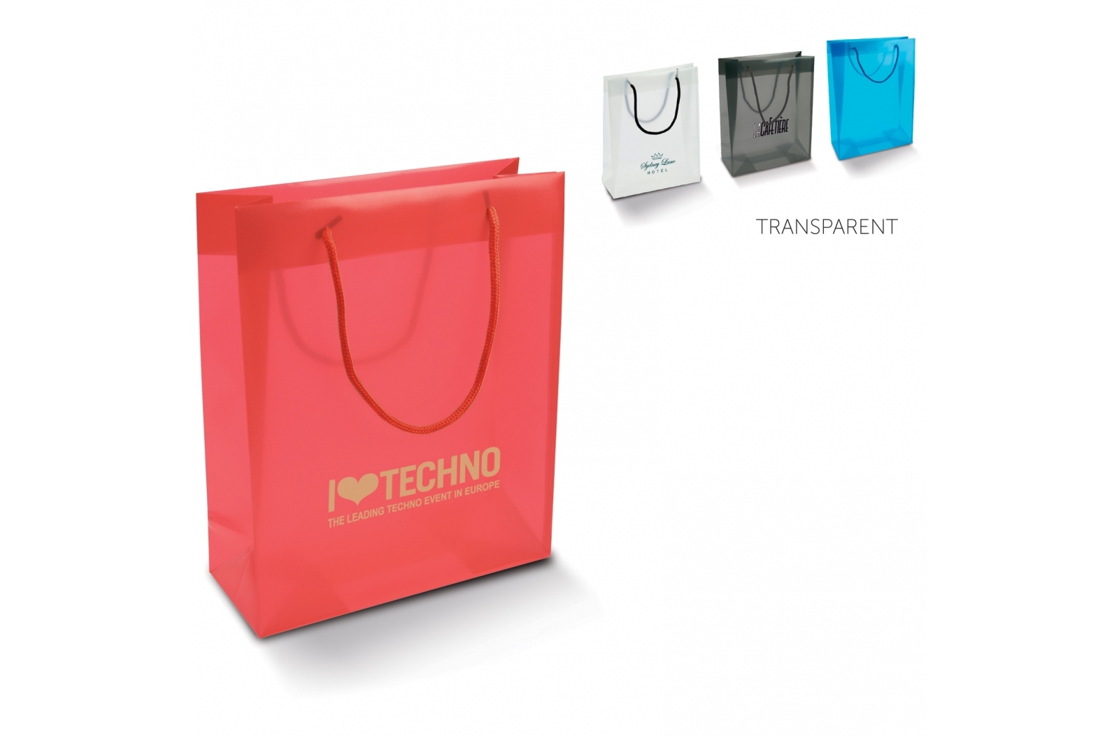 Bolsa de plástico mediana translúcida con asas de cuerda - San Esteban de Litera